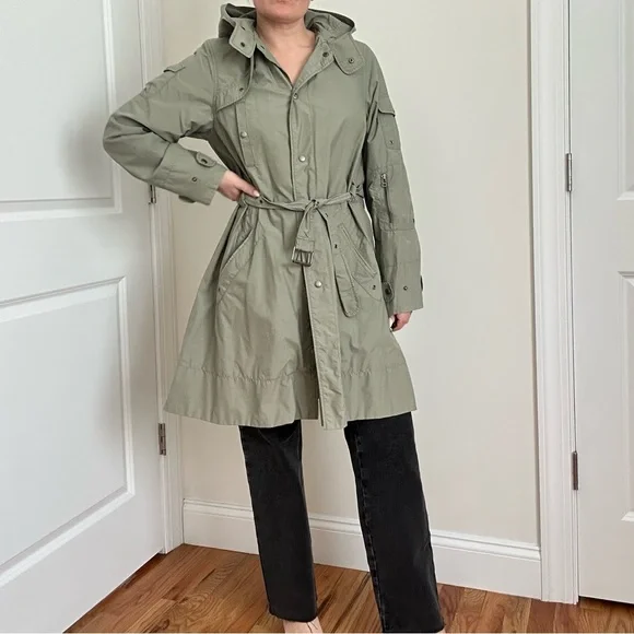 H&M Green Trench Coat with Belt and Adjustable Cuffs - Picture 3 of 12